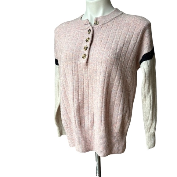 Madewell Striped Bowden Henley Sweater in Coziest Yarn, Sz XS - Picture 5 of 14